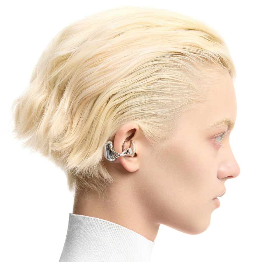 OF HUNGER Silver-White Zircon earphones styled as a quiet silver jewelry statement