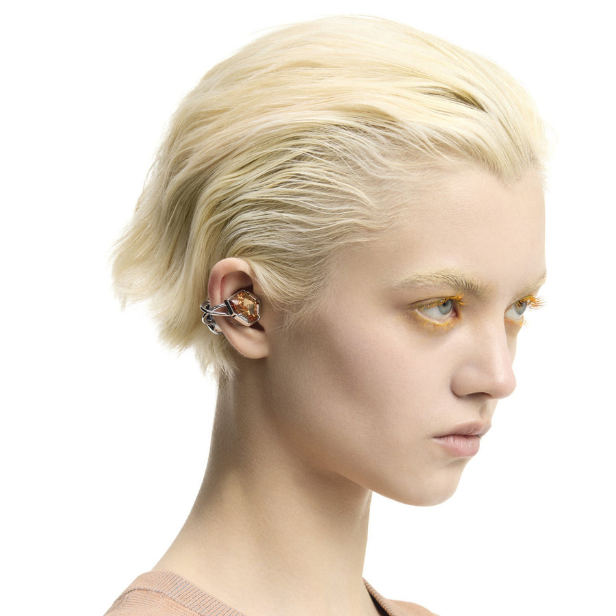 OF HUNGER Champagne Zircon earphones showing warm gold-toned jewelry styling
