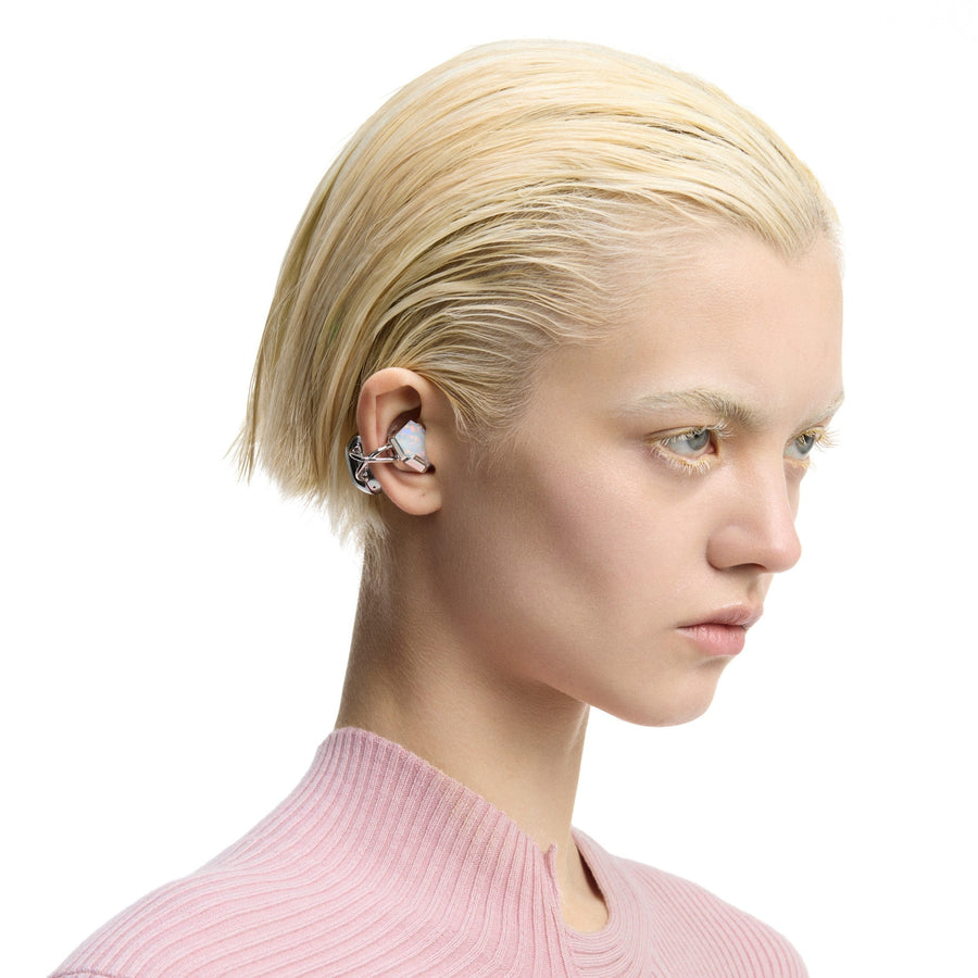 OF HUNGER Opal earphones highlighting mineral color and gem-like surface changes