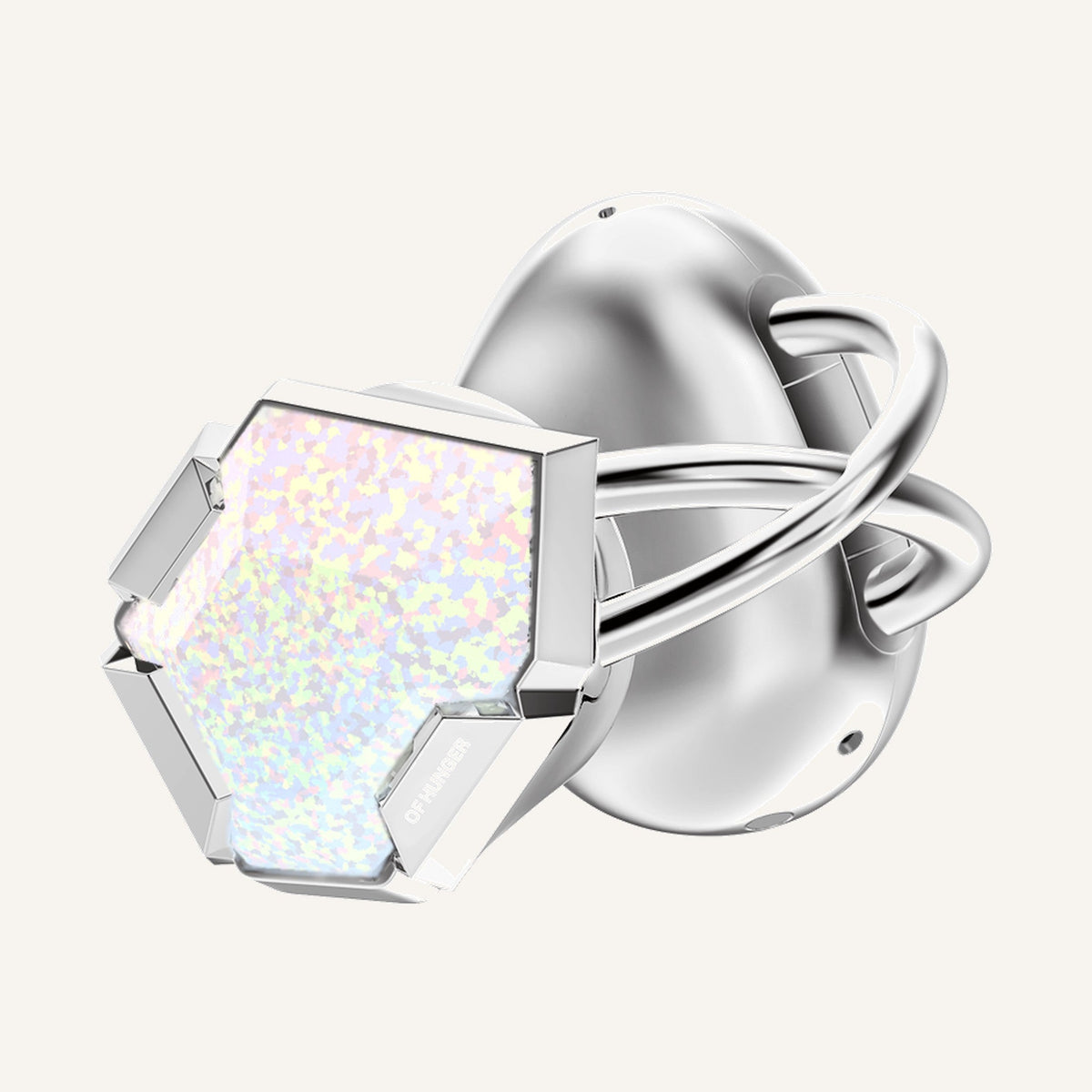 OF HUNGER gemstone earphones displayed as jewelry-like objects after listening