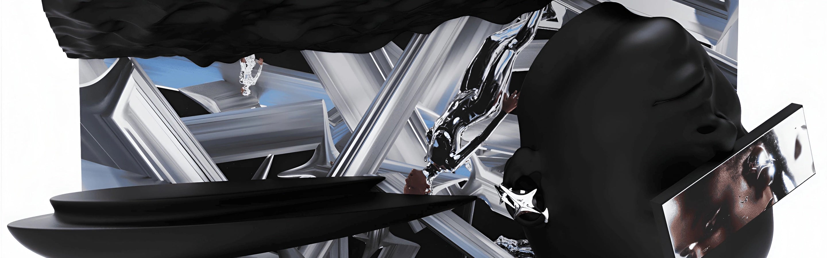 Future-body group composition in black and chrome