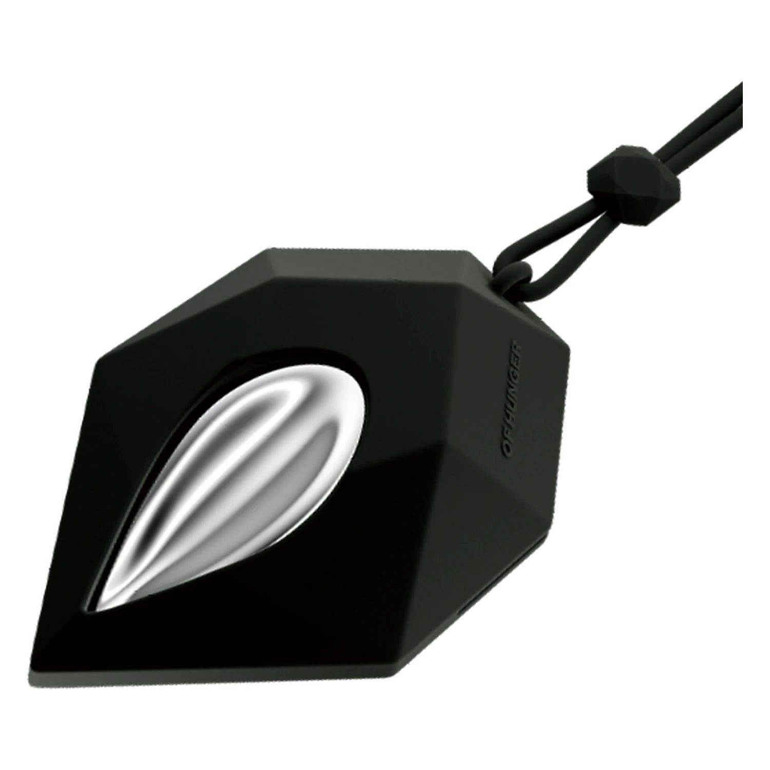 Dark Matter Black EARPHONE CASE, fitted over the Electronic Gems charging capsule with its matching cord on white