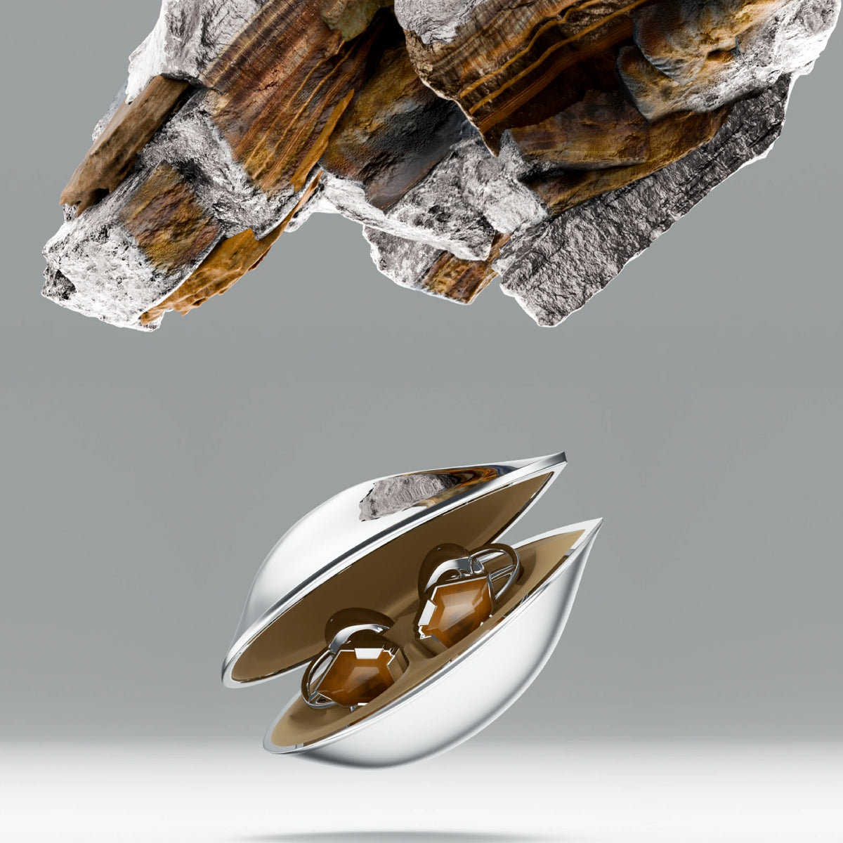 Tiger's Eye with its charging case