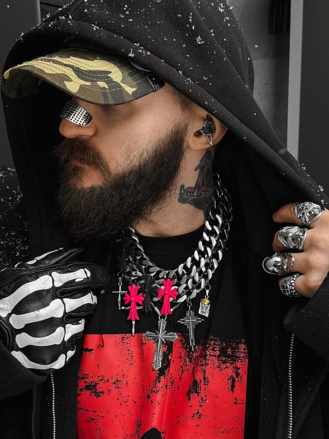 Electronic Gems styled with a dark streetwear look