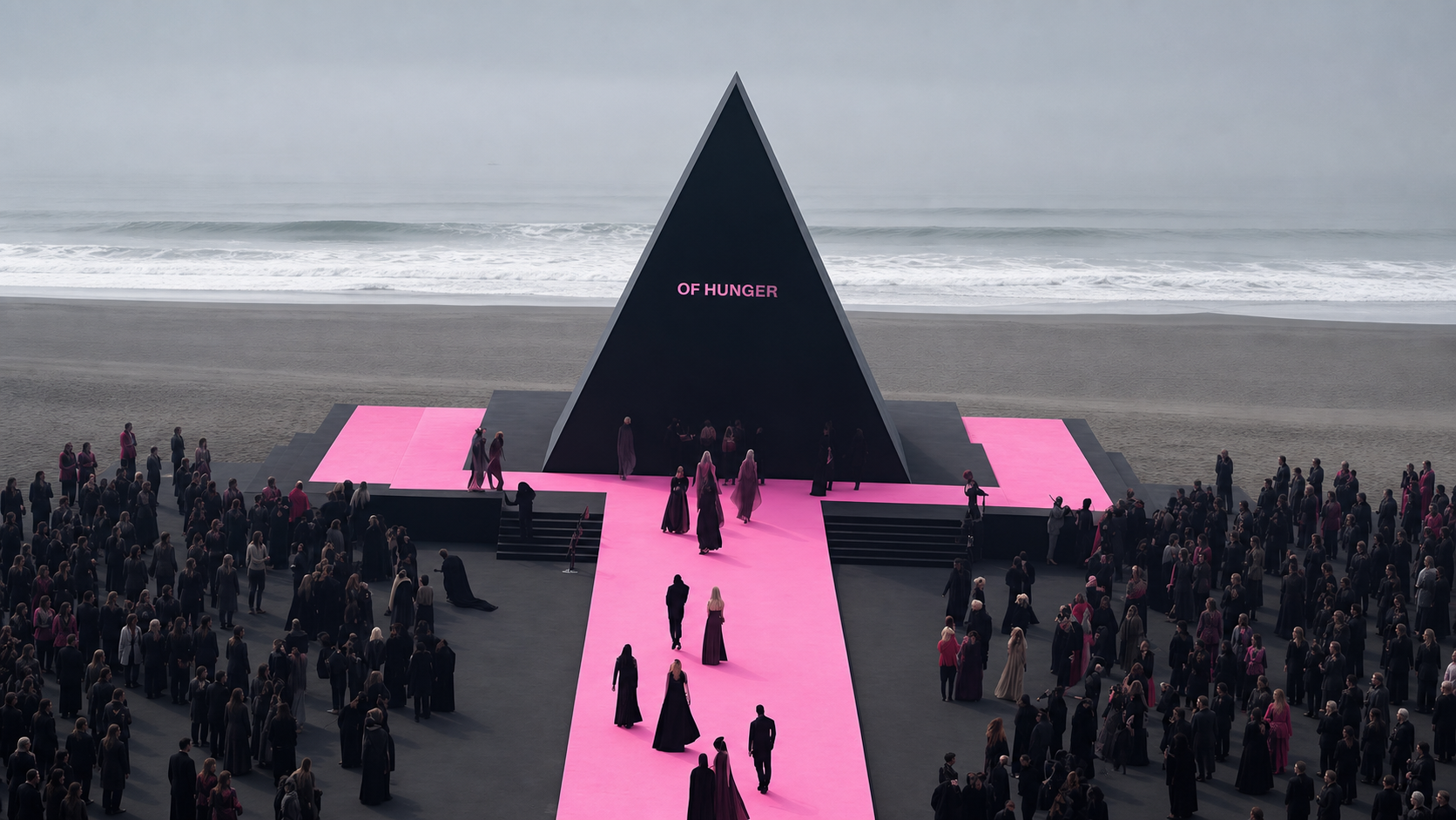 OF HUNGER runway installation on a coastal landscape